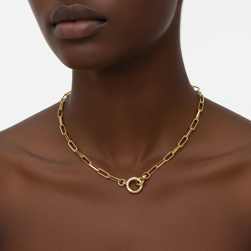 Pave Mint Paperclip Necklace by Seeyoura