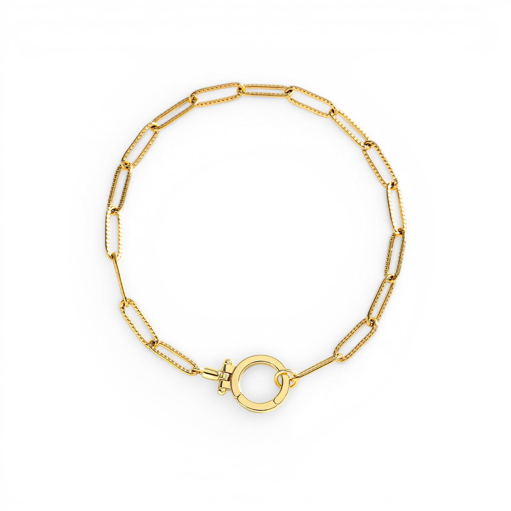 Mint Paperclip Textured Bracelet in gold by Seeyoura