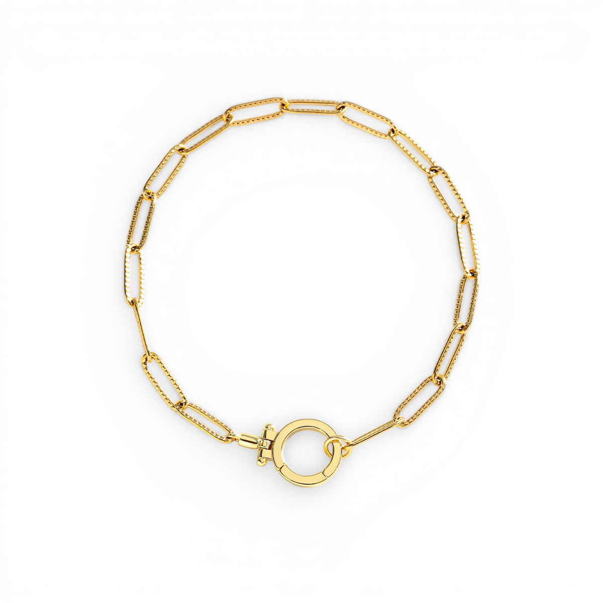 Mint Paperclip Textured Bracelet in gold by Seeyoura