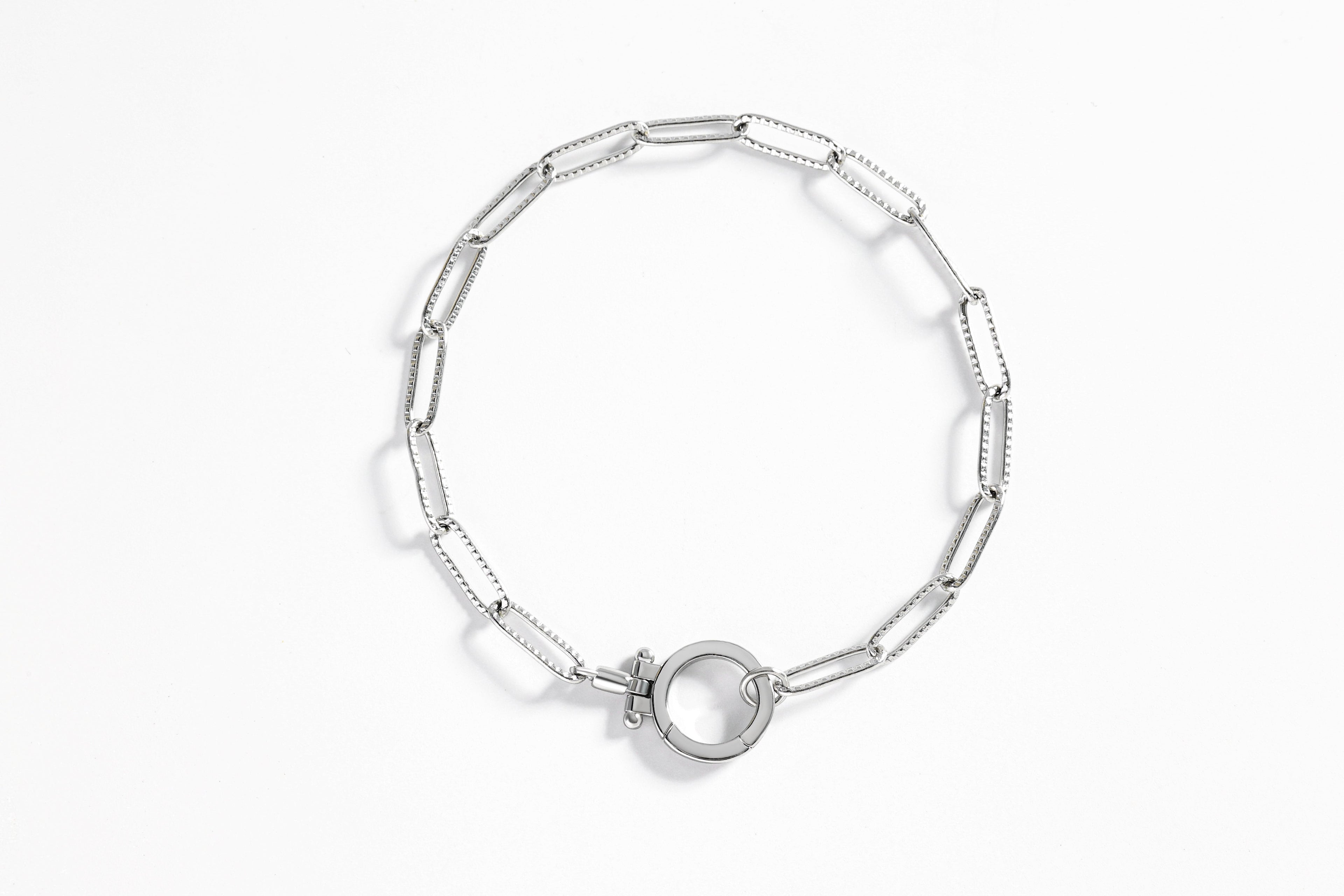 Mint Paperclip Textured Bracelet in silver by Seeyoura