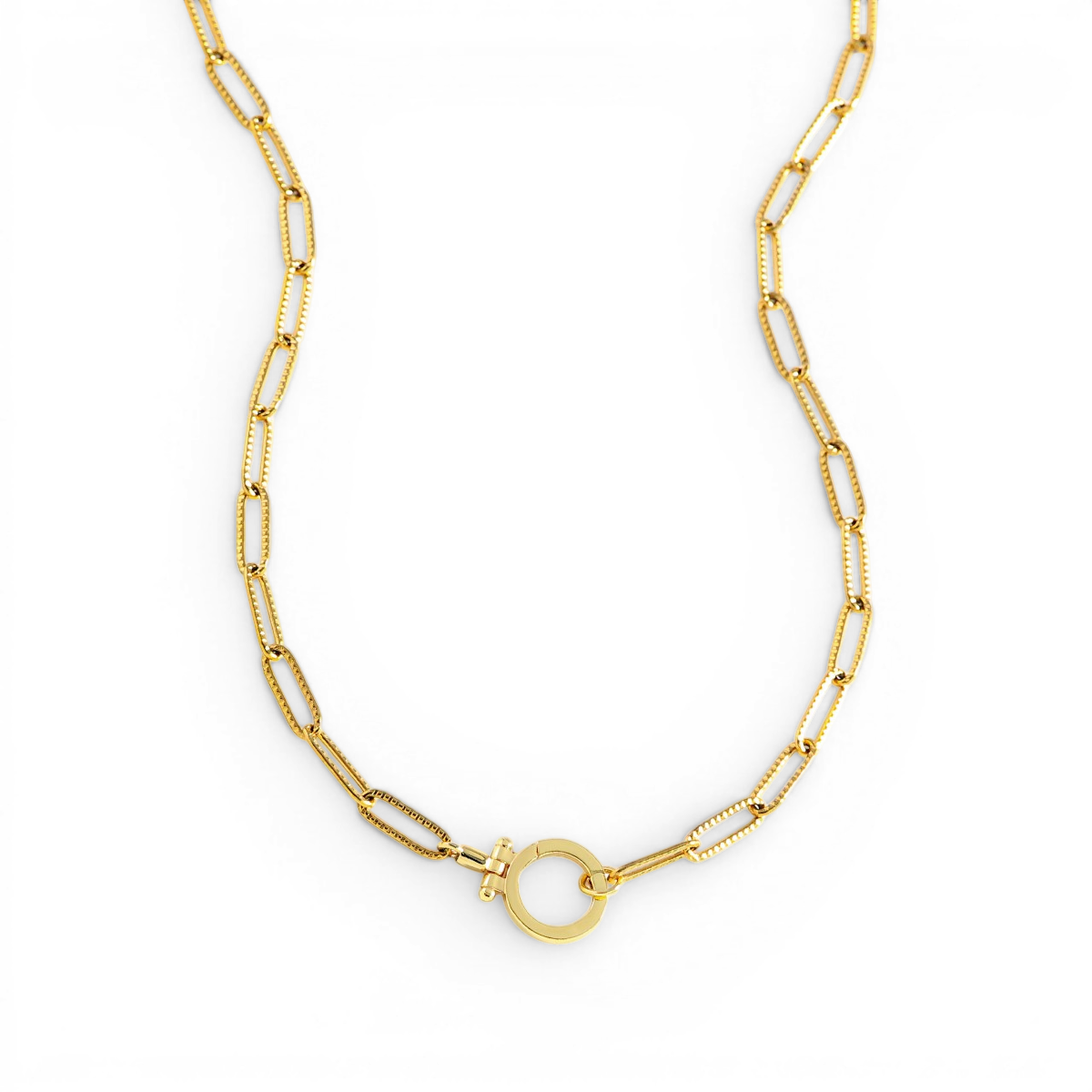 Paperclip Textured Necklace in Gold, 18" by Seeyoura