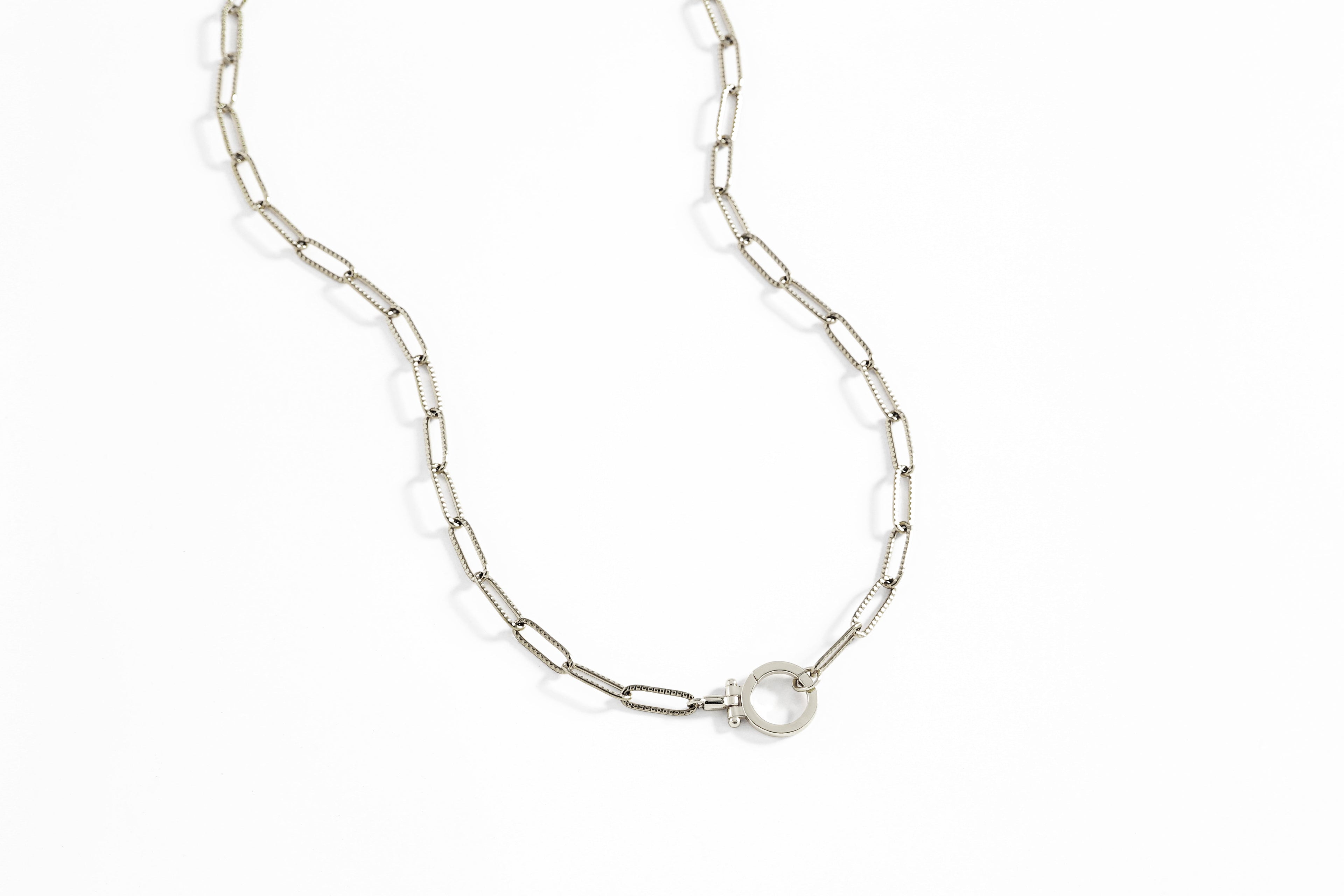Paperclip Textured Necklace in Silver, 18" by Seeyoura
