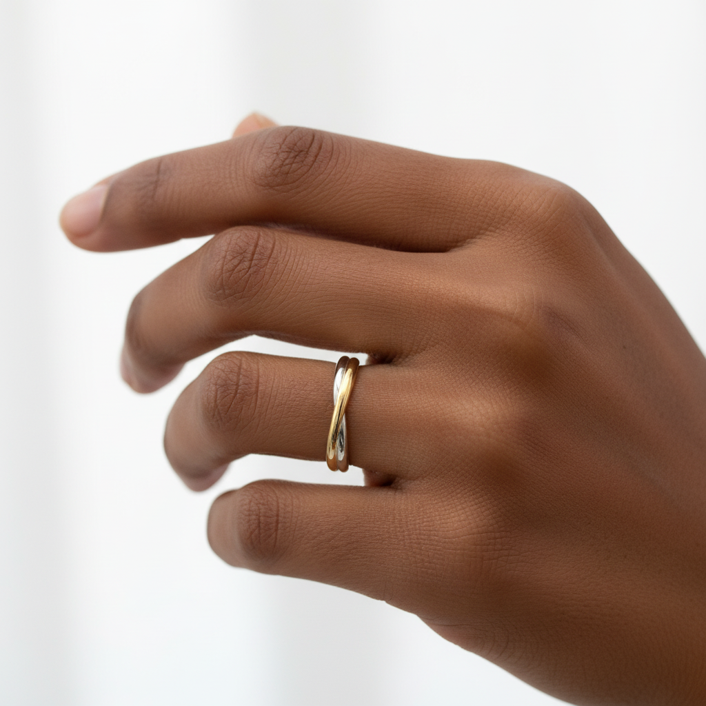 Mixed Metal Crossover Ring by Seeyoura