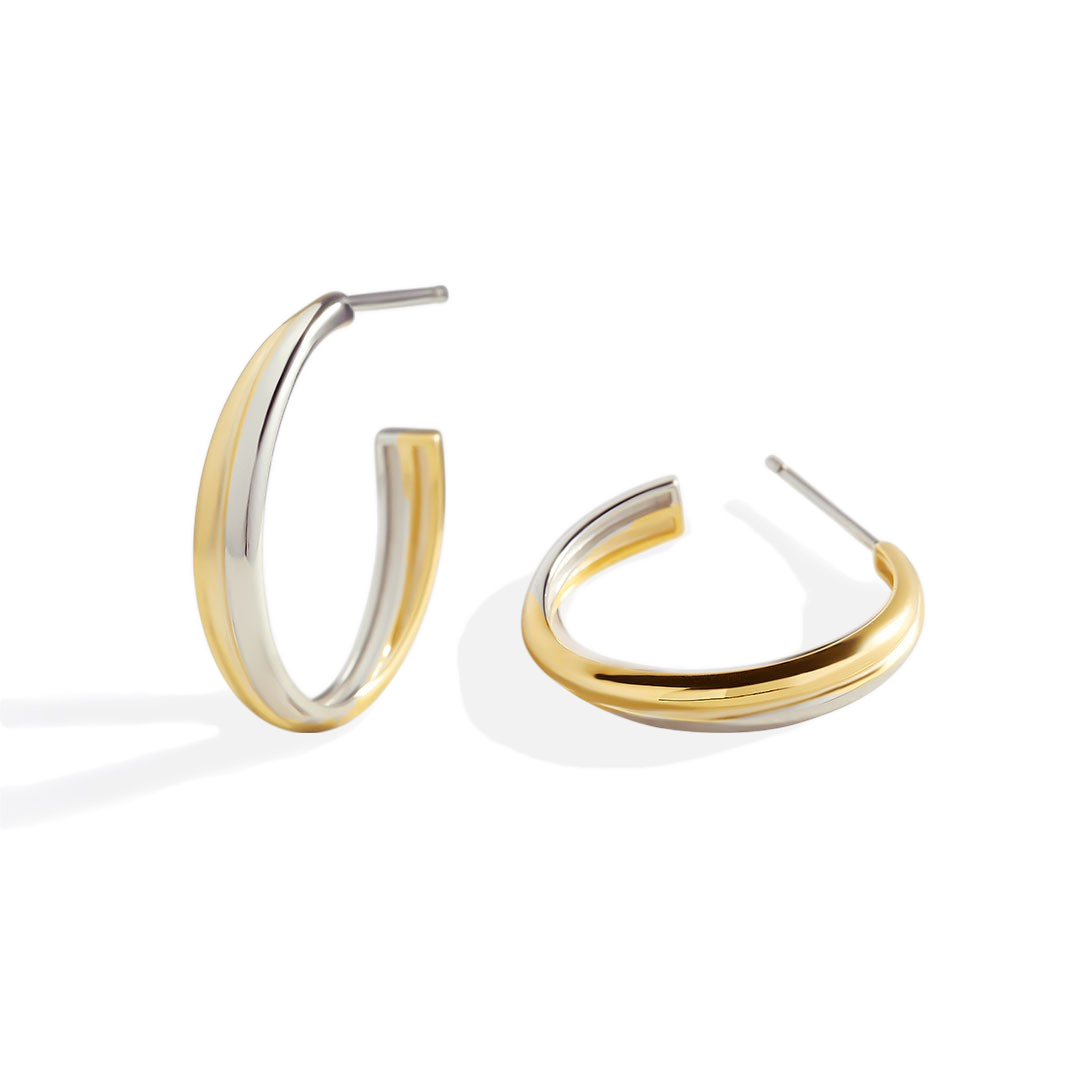 Mixed Metal Crossover Earrings by Seeyoura