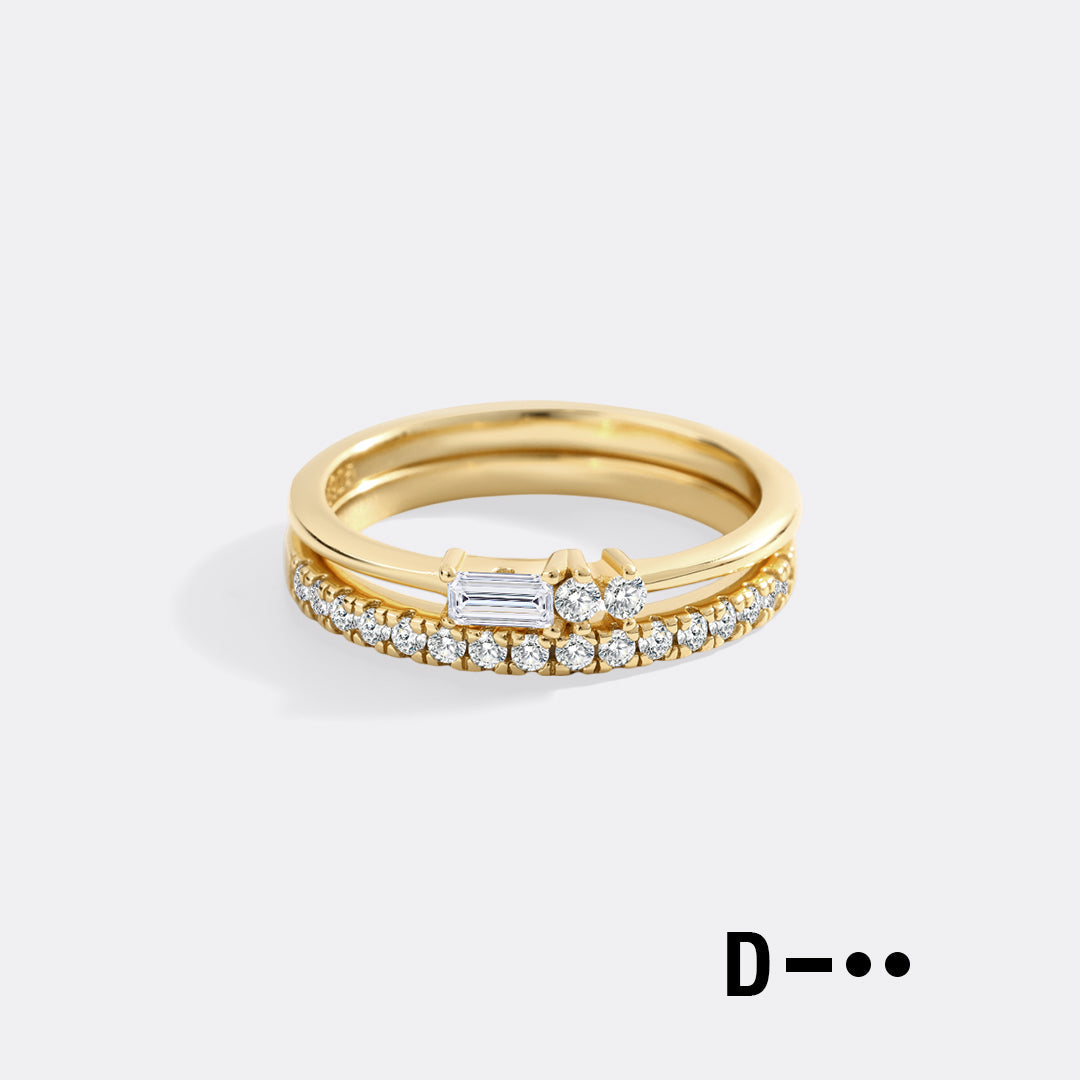 Morse Code and Micro Pave Eternity Ring Stacking Set in D by Seeyoura