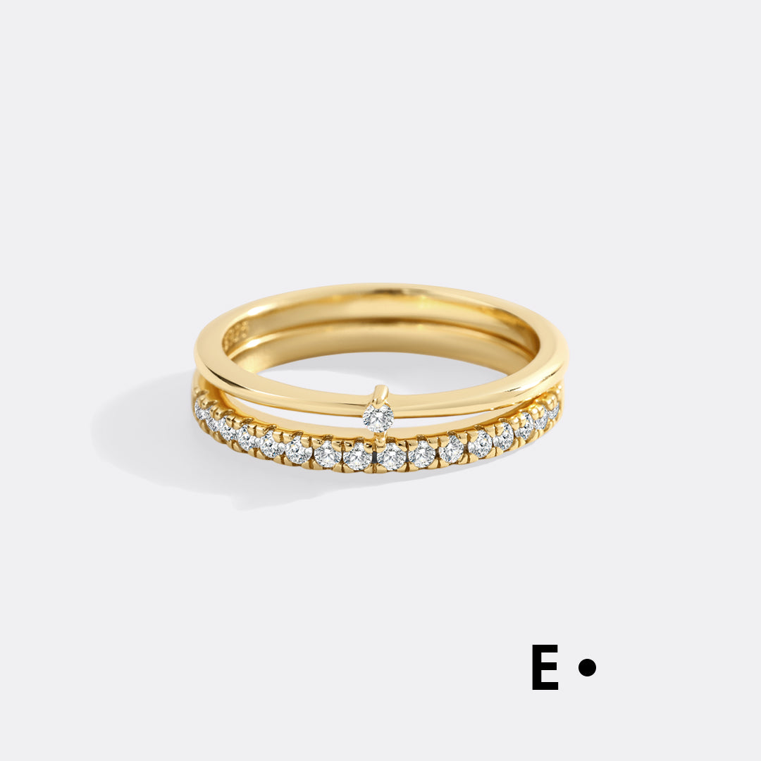 Morse Code and Micro Pave Eternity Ring Stacking Set in E by Seeyoura