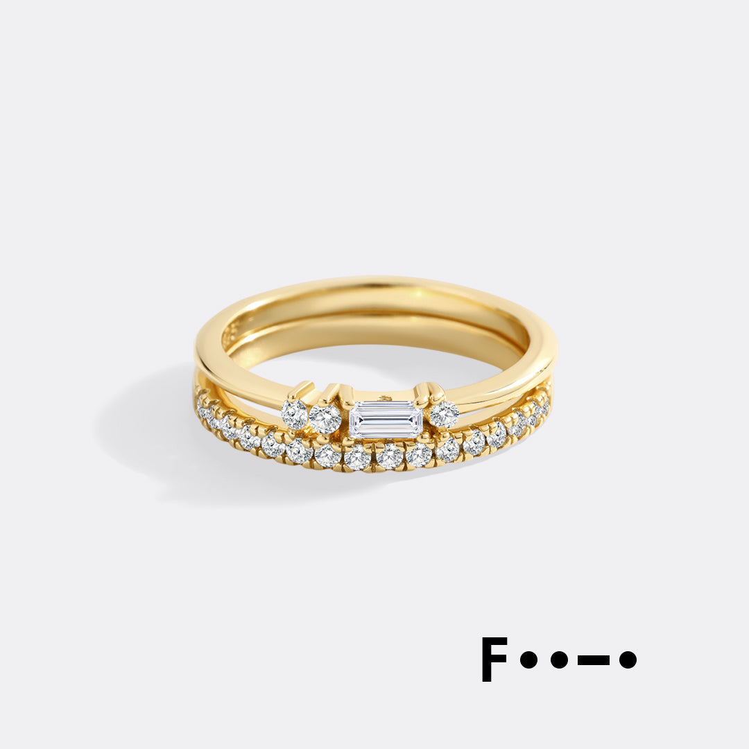 Morse Code and Micro Pave Eternity Ring Stacking Set in F by Seeyoura