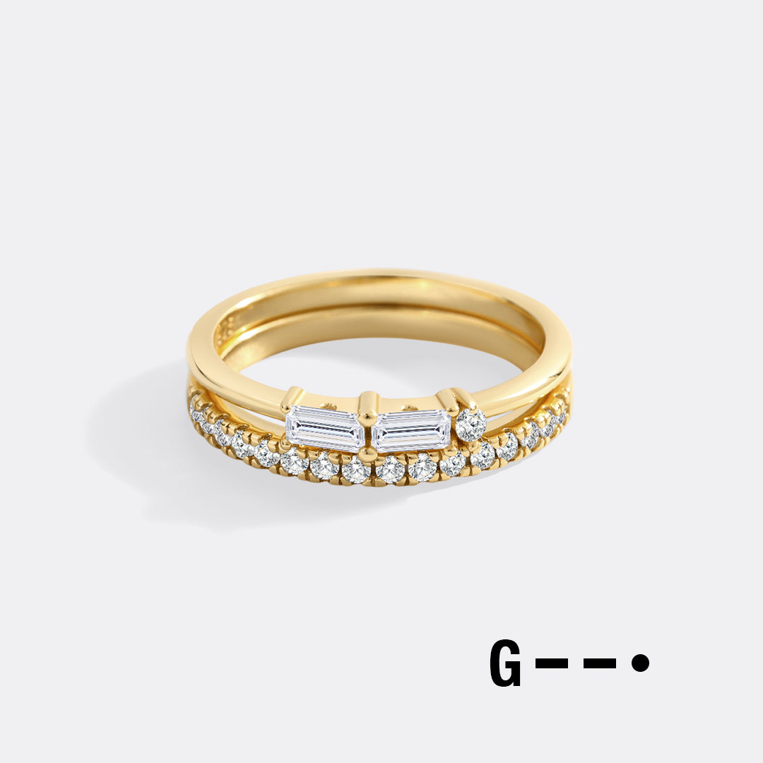 Morse Code and Micro Pave Eternity Ring Stacking Set in G by Seeyoura