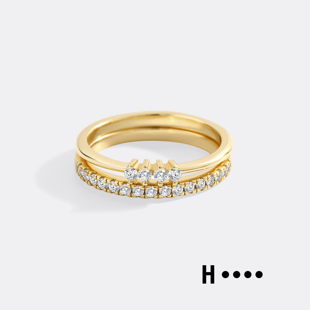 Morse Code and Micro Pave Eternity Ring Stacking Set in H by Seeyoura