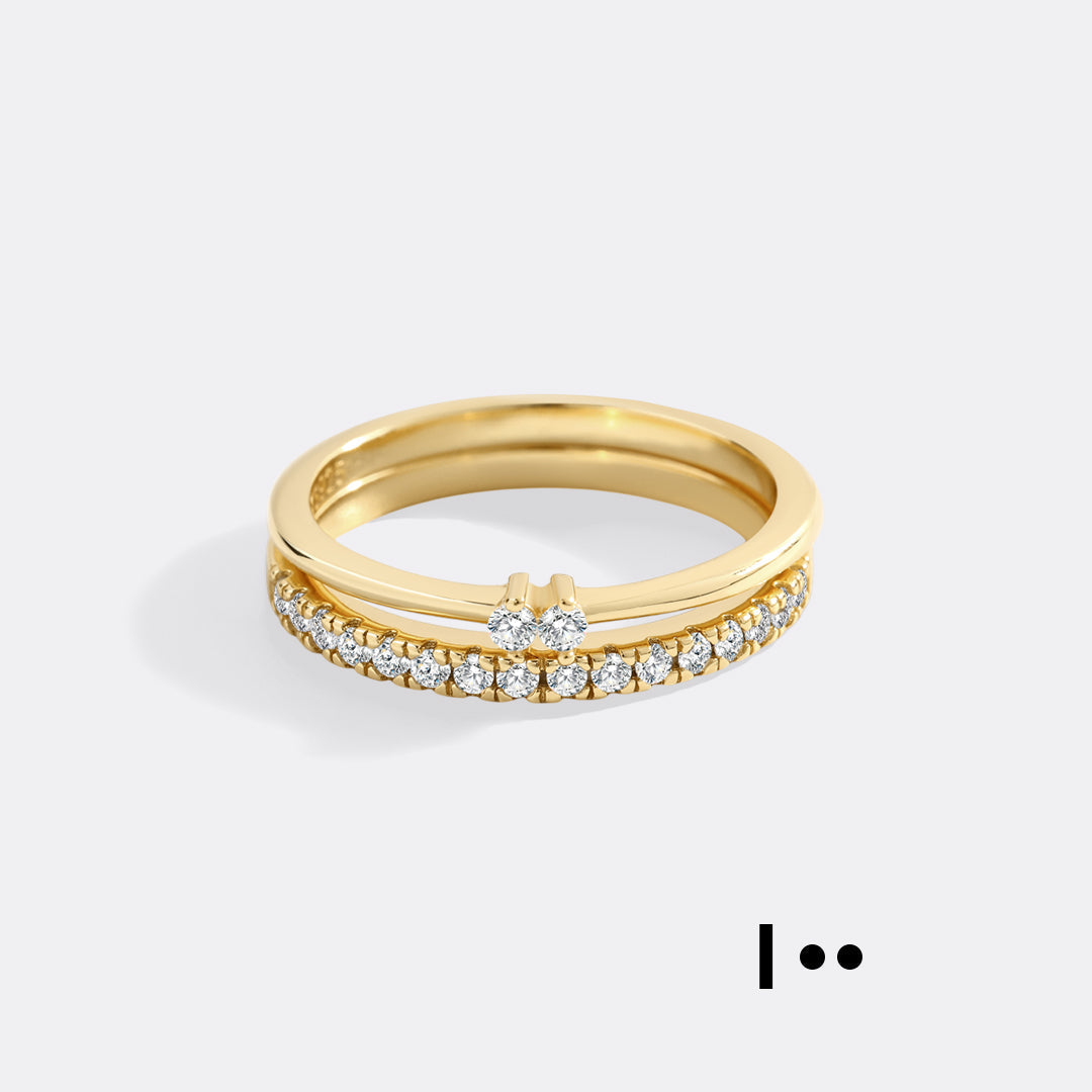 Morse Code and Micro Pave Eternity Ring Stacking Set in I by Seeyoura