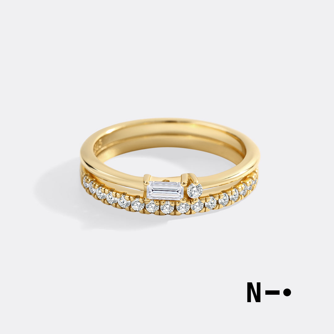 Morse Code and Micro Pave Eternity Ring Stacking Set in N by Seeyoura