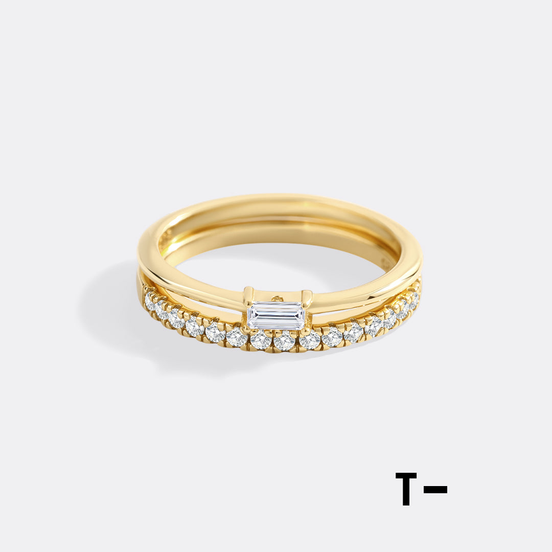 Morse Code and Micro Pave Eternity Ring Stacking Set in T by Seeyoura