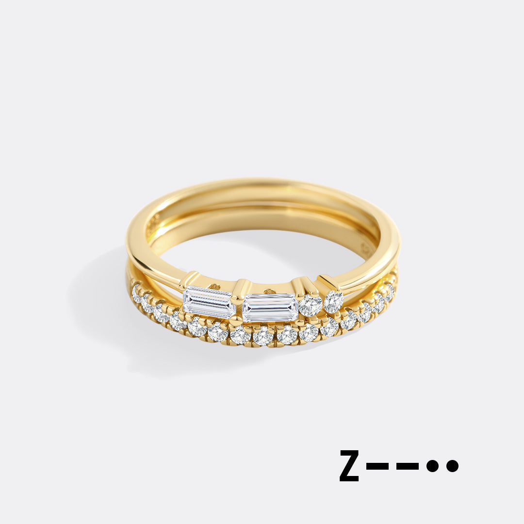 Morse Code and Micro Pave Eternity Ring Stacking Set in Z by Seeyoura