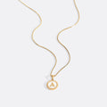 Mother of Pearl Disc Letter Necklace with Box Chain in Gold, 18" + 2" by Seeyoura