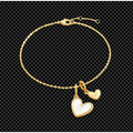 Dainty Mother Of Pearl Cable Chain Bracelet with Initial Heart Charm in A by Seeyoura