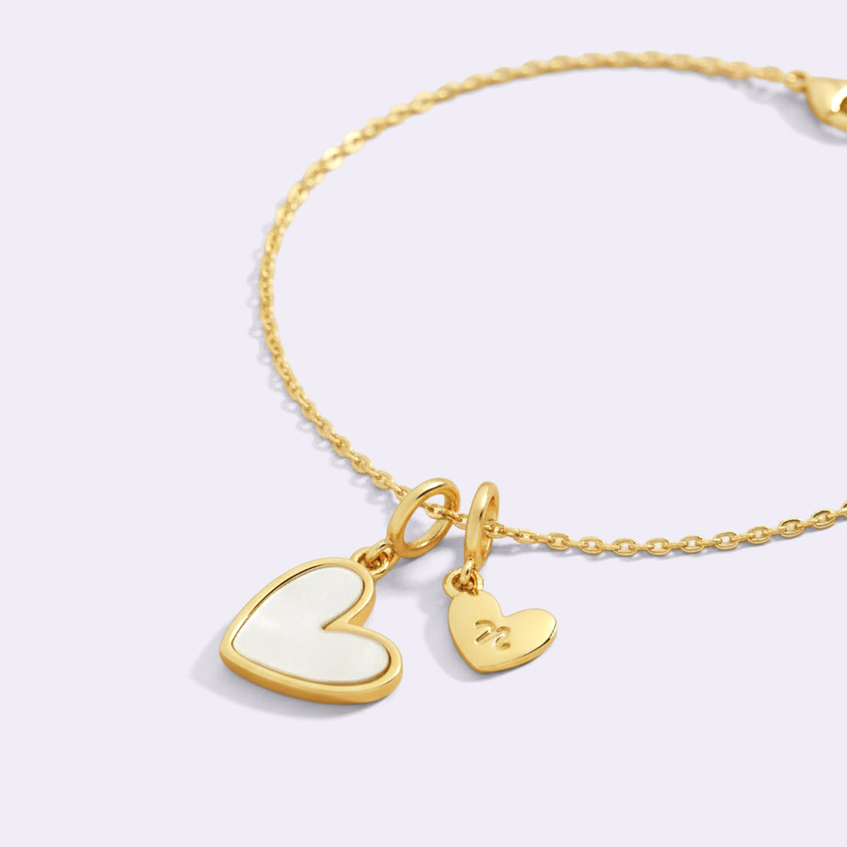 Dainty Mother Of Pearl Cable Chain Bracelet with Initial Heart Charm by Seeyoura