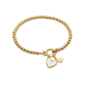 Mint Beaded Bracelet with Mother Of Pearl Initial Heart Charm in 18k Gold Plated by Seeyoura