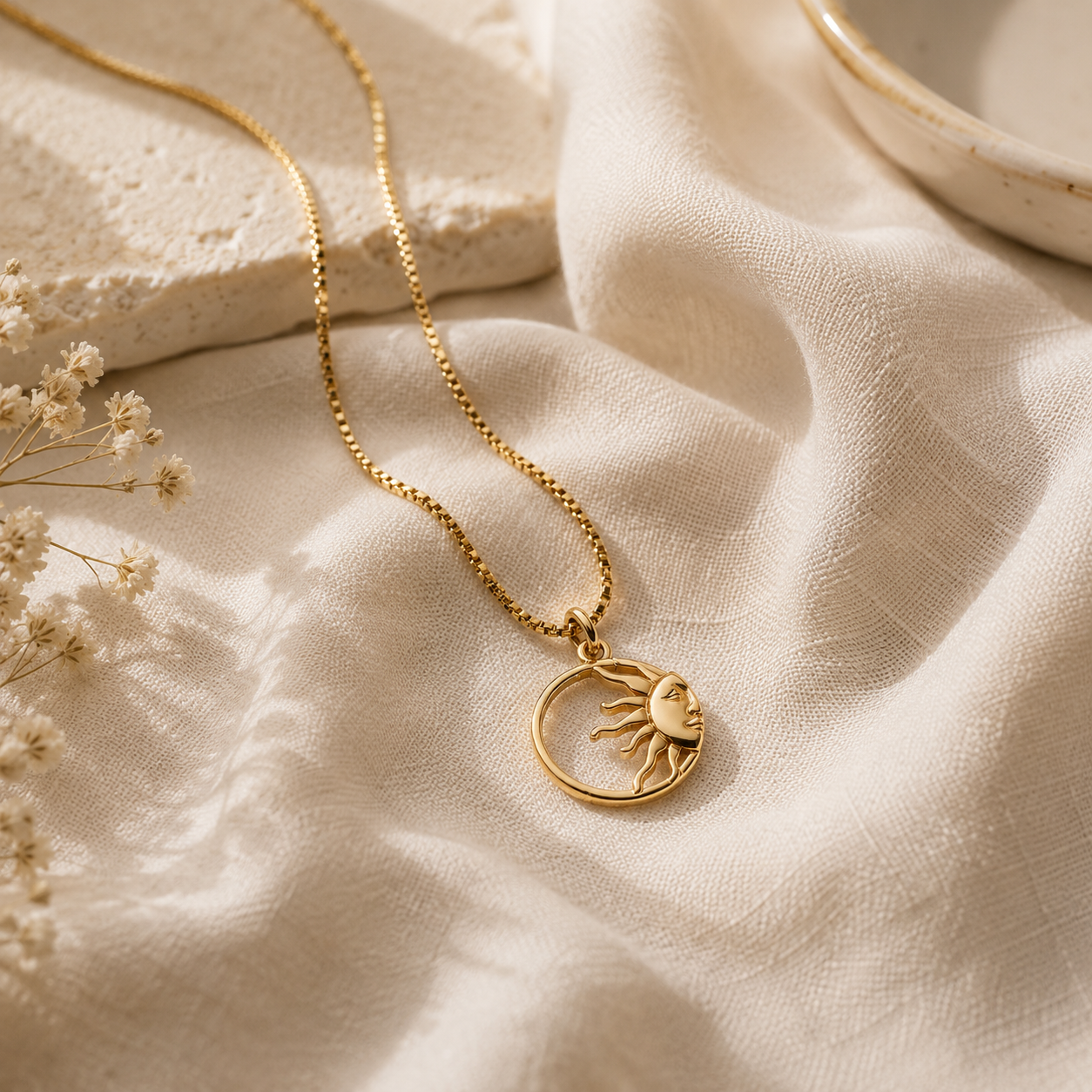 Enamel Sun Pendant Necklace by Seeyoura