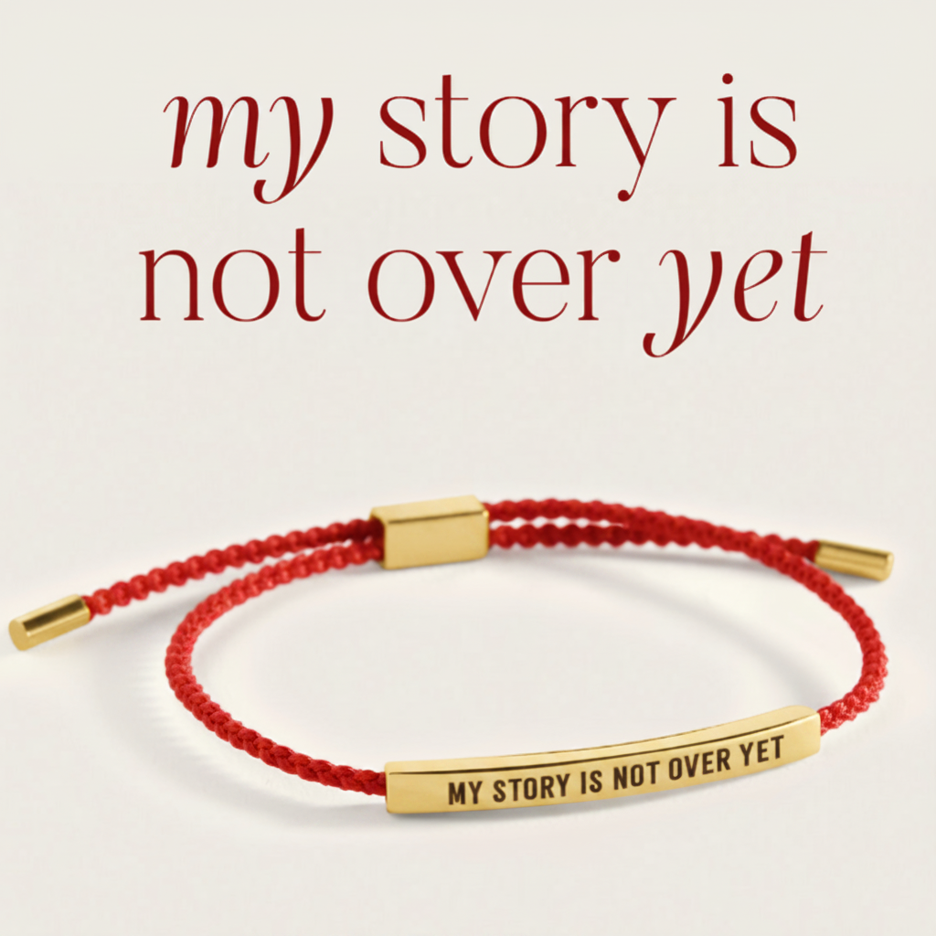 My Story Is Not Over Yet Inspire Bracelet in Lucky Red, gold by Seeyoura
