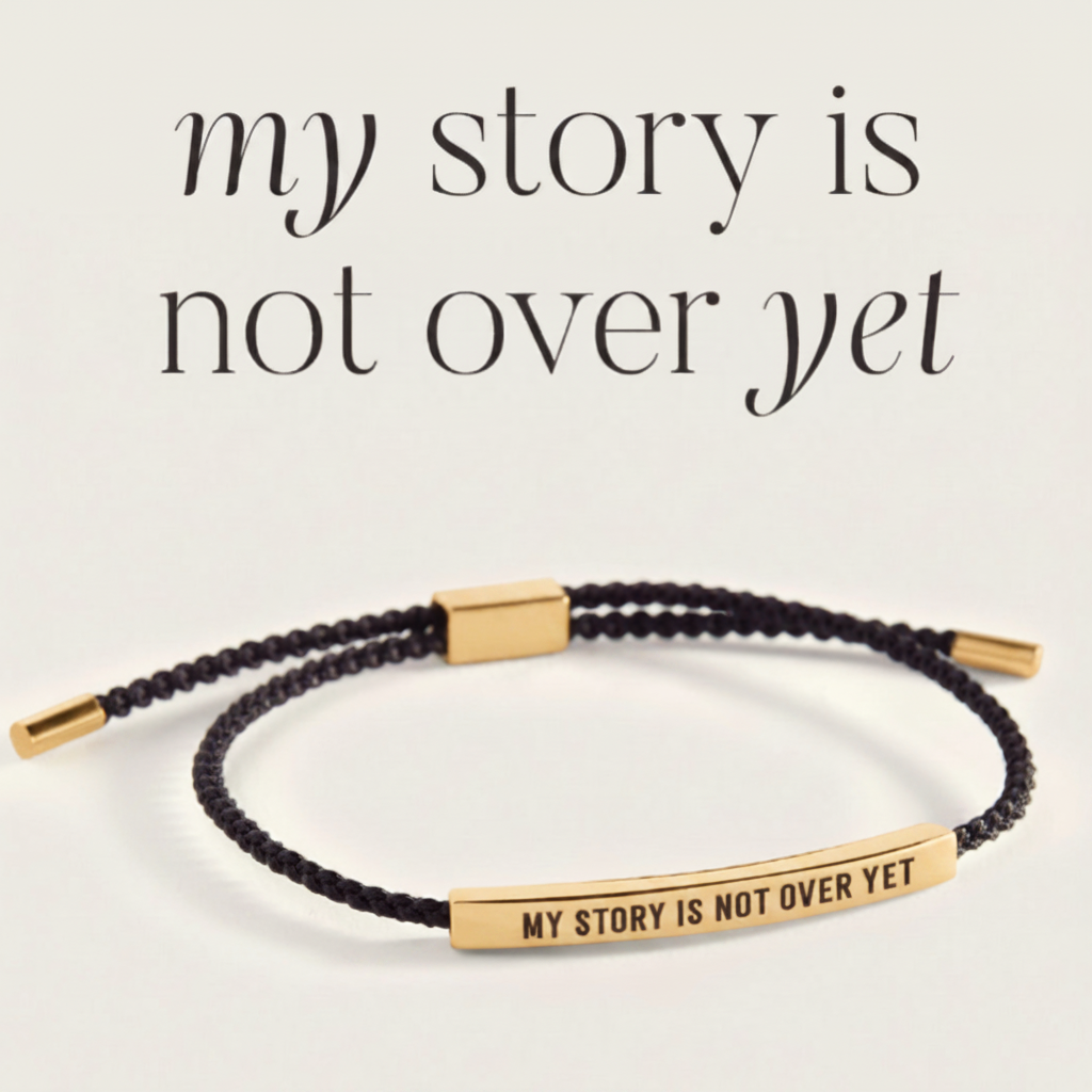 My Story Is Not Over Yet Inspire Bracelet in Midnight Black, gold by Seeyoura