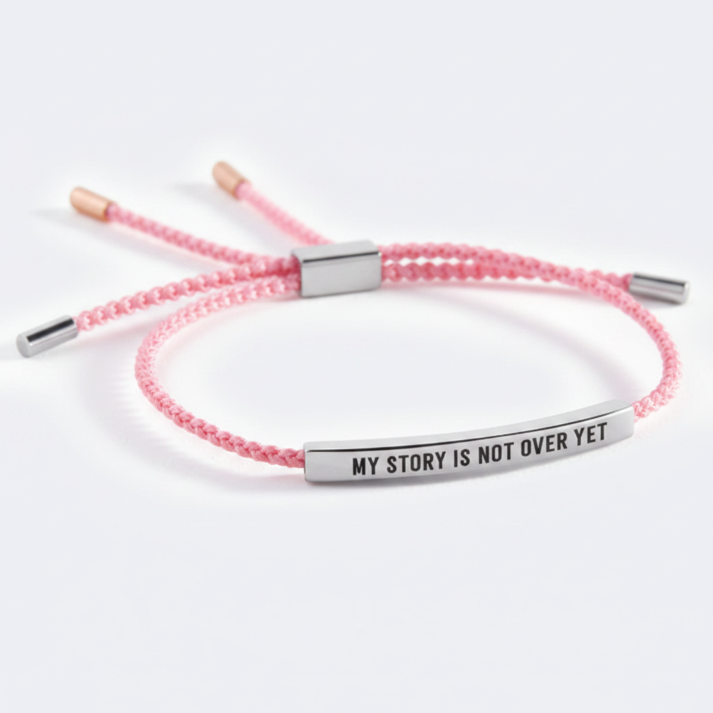 My Story Is Not Over Yet Inspire Bracelet in Pink, silver by Seeyoura