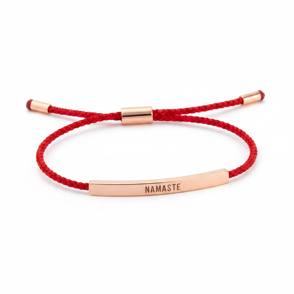 Namaste Inspire Bracelet in Lucky Red, 18-k-rose-gold-plated by Seeyoura