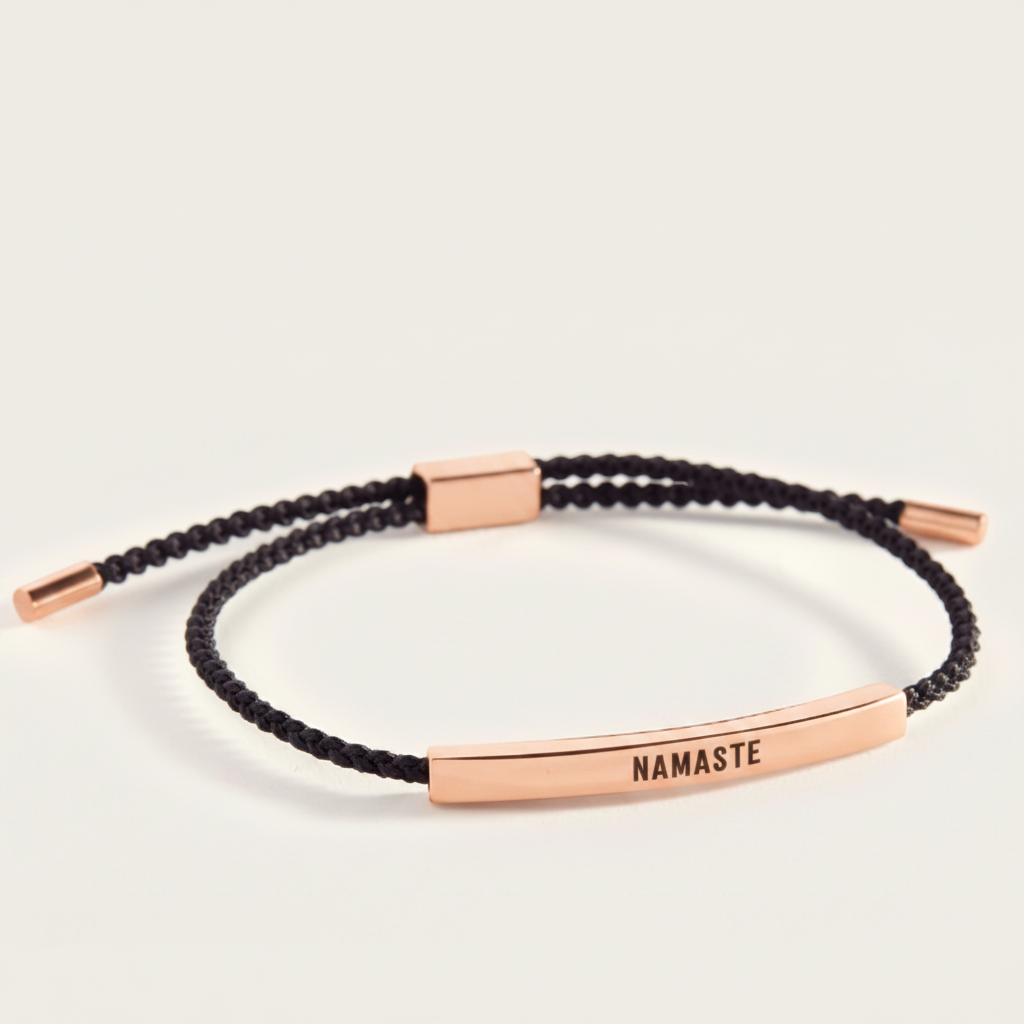 Namaste Inspire Bracelet in Midnight Black, 18-k-rose-gold-plated by Seeyoura