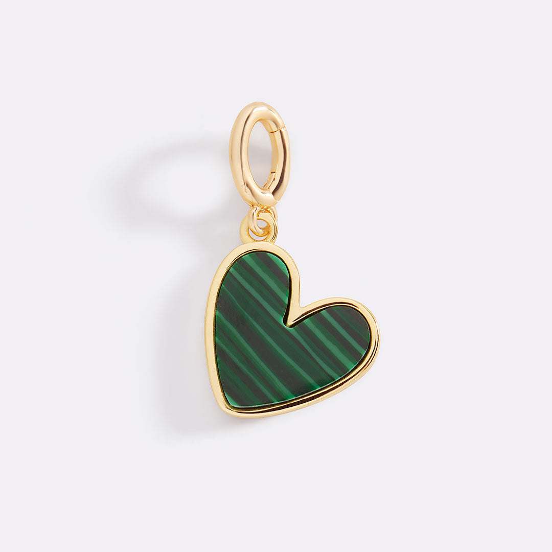 Natural Stone Heart Charm in malachite-925 by Seeyoura
