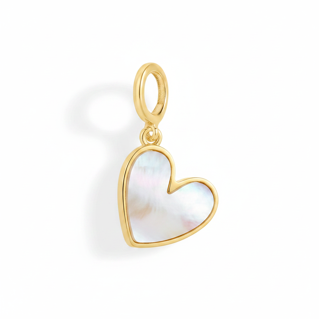 Natural Stone Heart Charm in mother-of-pearl by Seeyoura