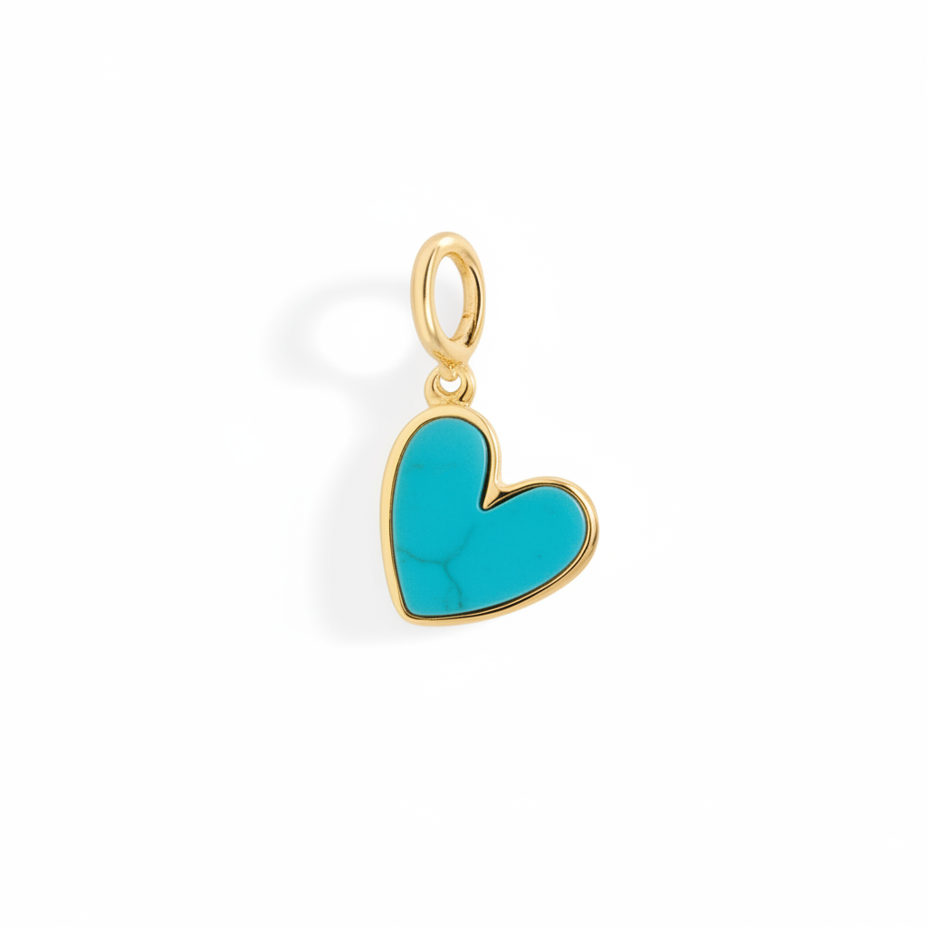 Natural Stone Heart Charm in turquoise by Seeyoura