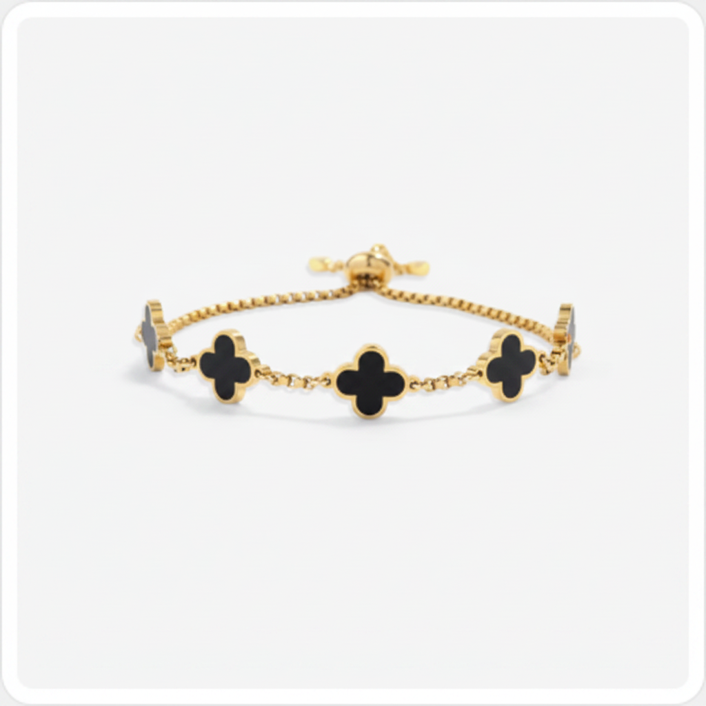 Clover Enamel Bracelet in black-enamel by Seeyoura