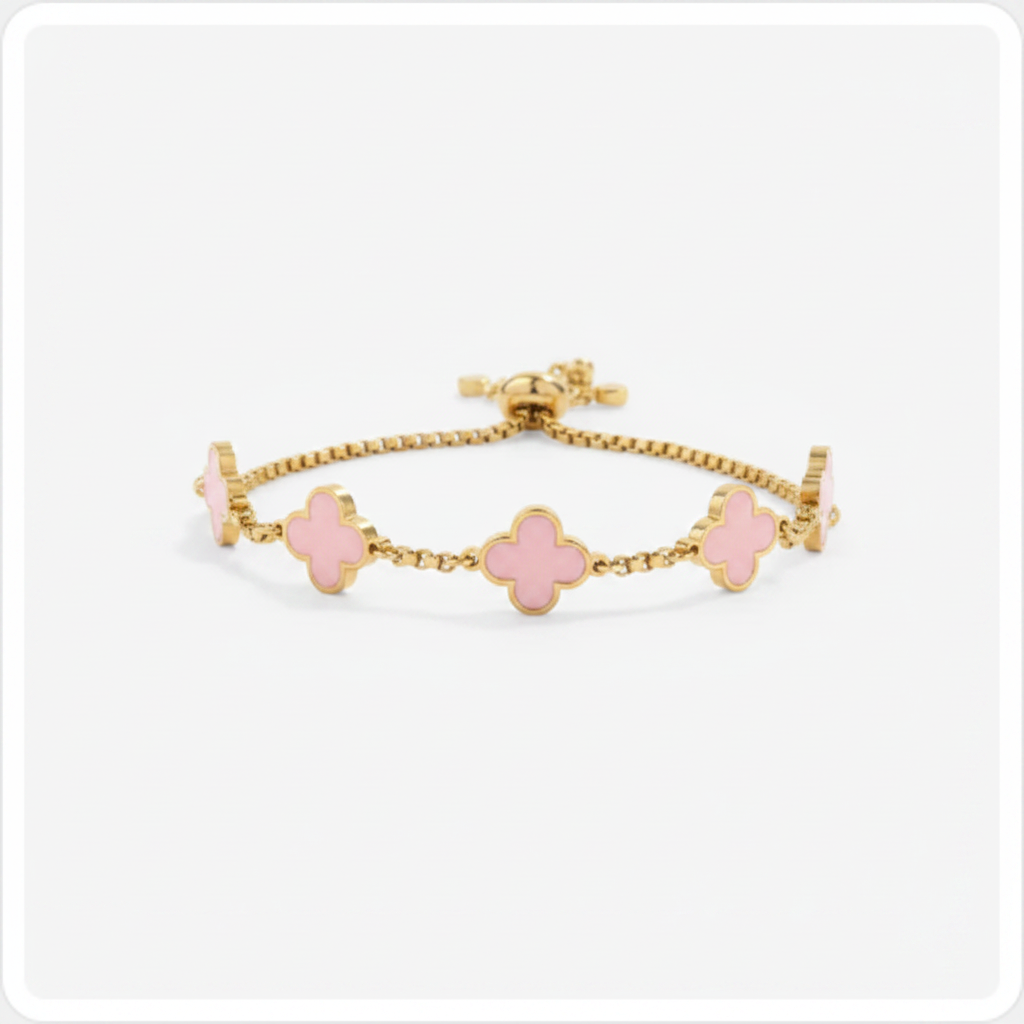 Clover Enamel Bracelet in pink-enamel by Seeyoura