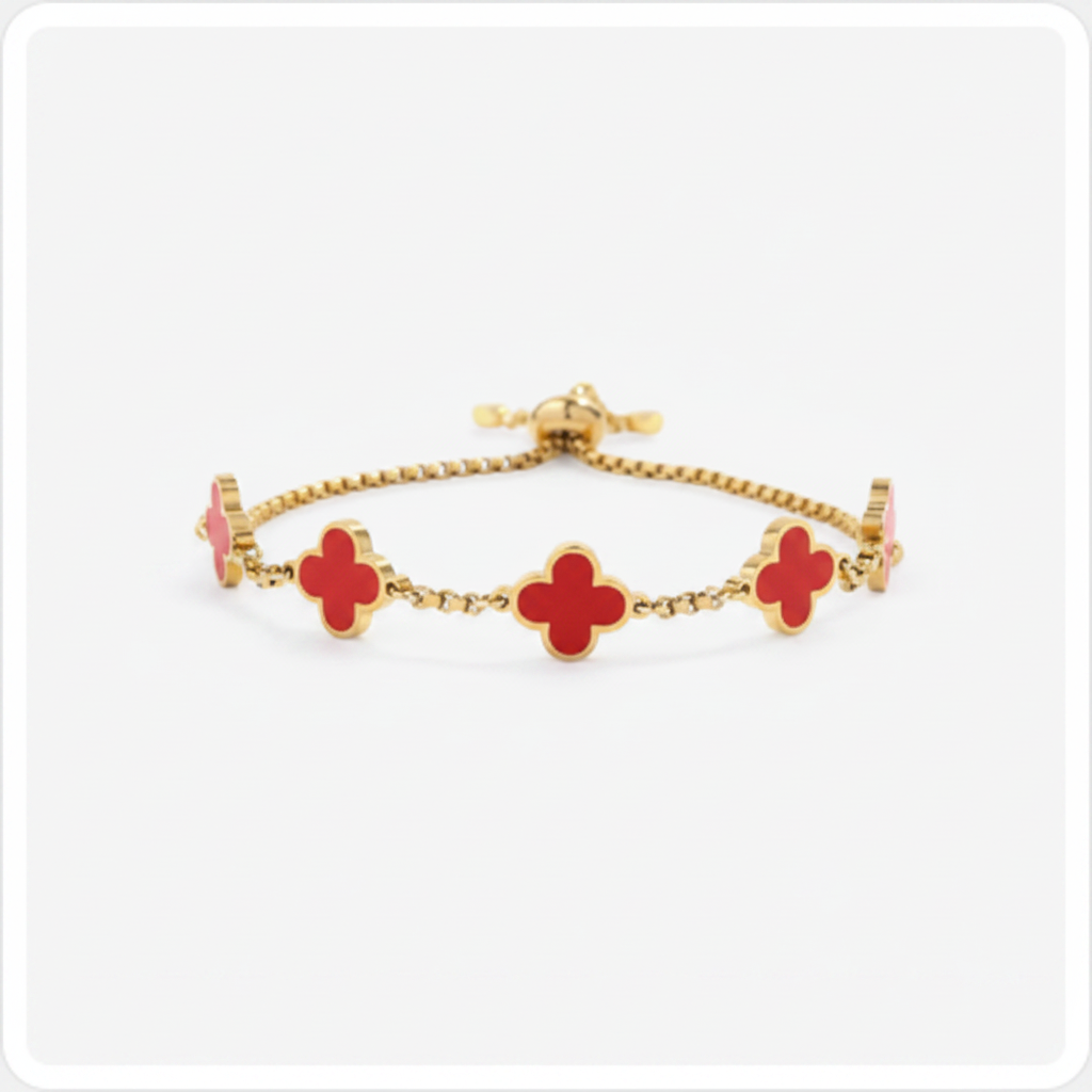 Clover Enamel Bracelet in red-enamel by Seeyoura
