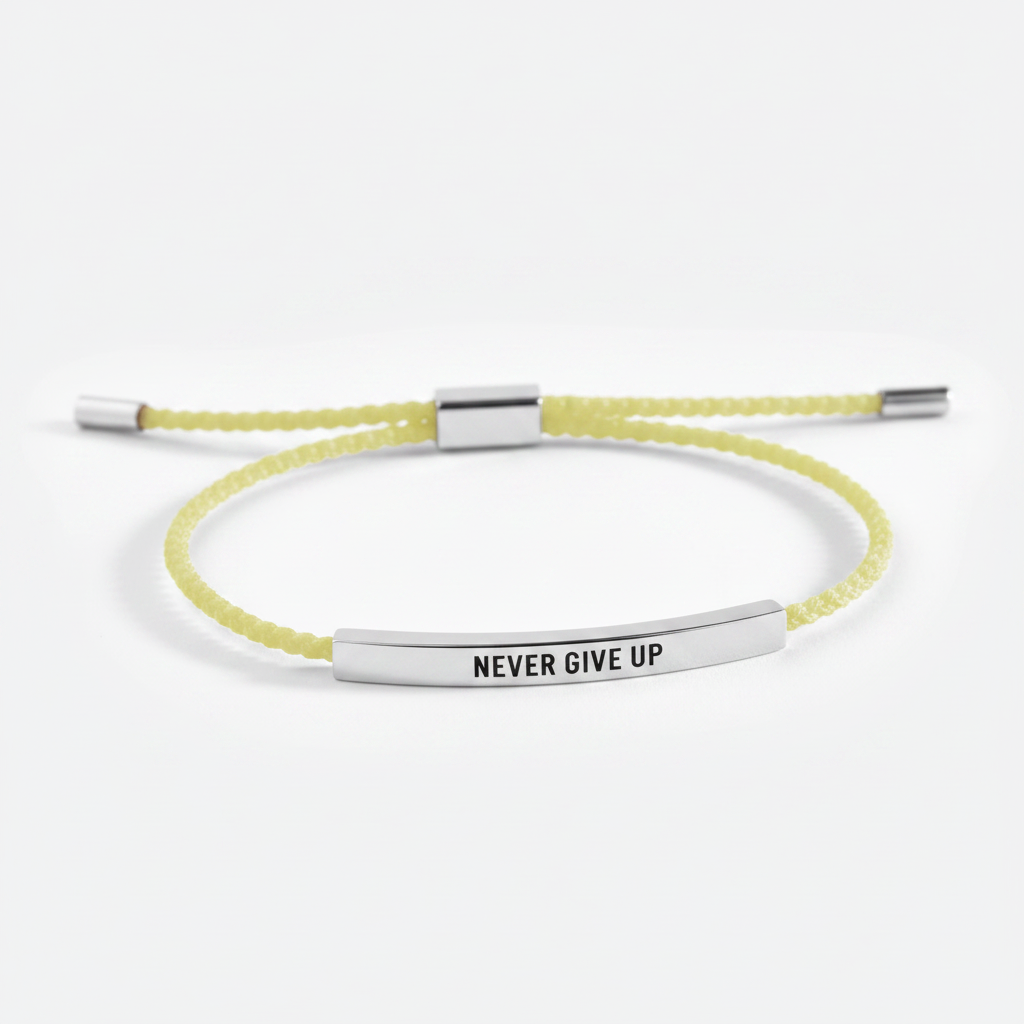 Never Give Up Inspire Bracelet in Lemon Yellow, silver by Seeyoura