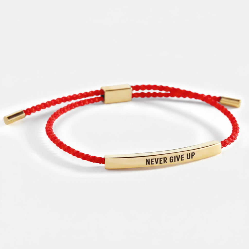 Never Give Up Inspire Bracelet in Lucky Red, gold by Seeyoura