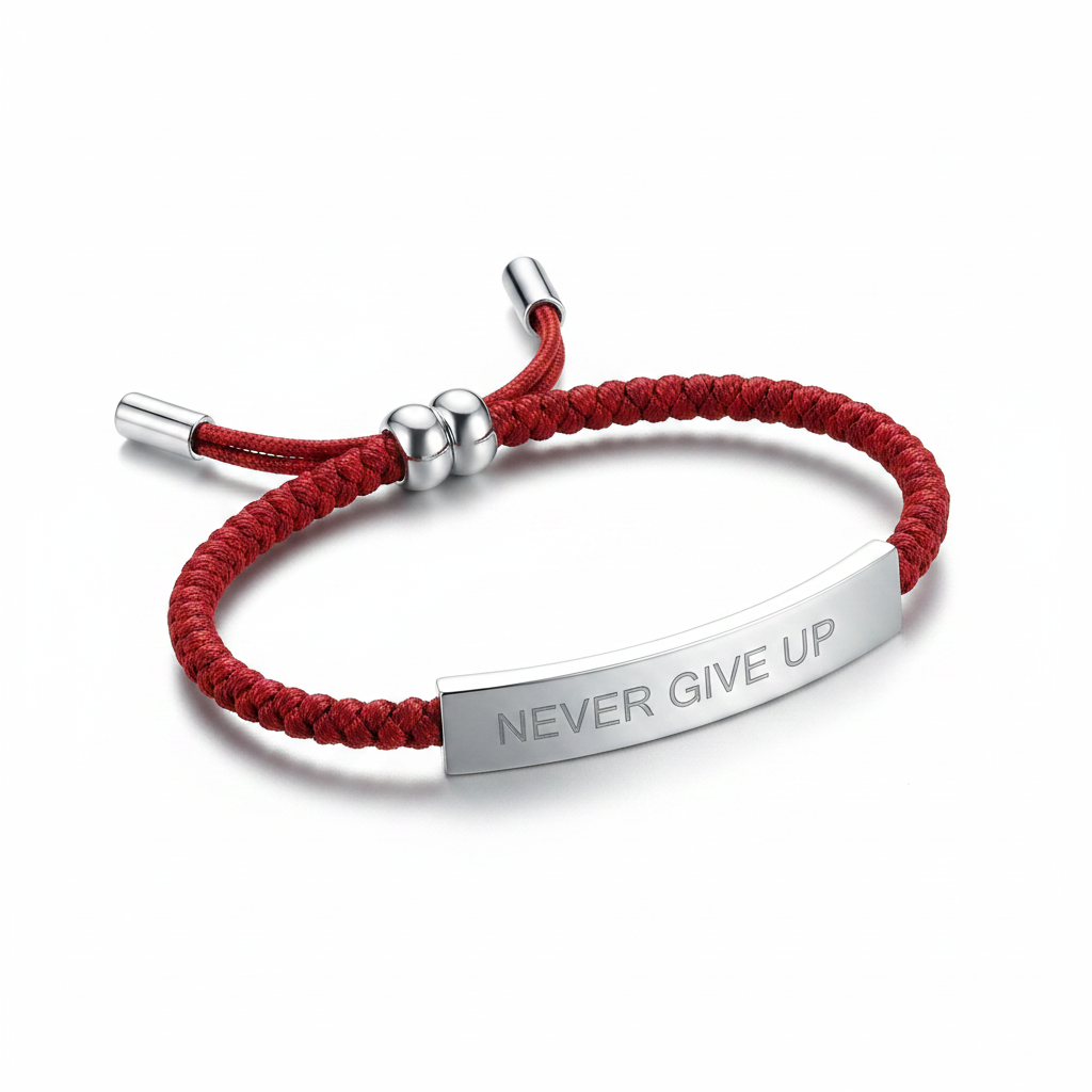 Never Give Up Inspire Bracelet in Lucky Red, silver by Seeyoura