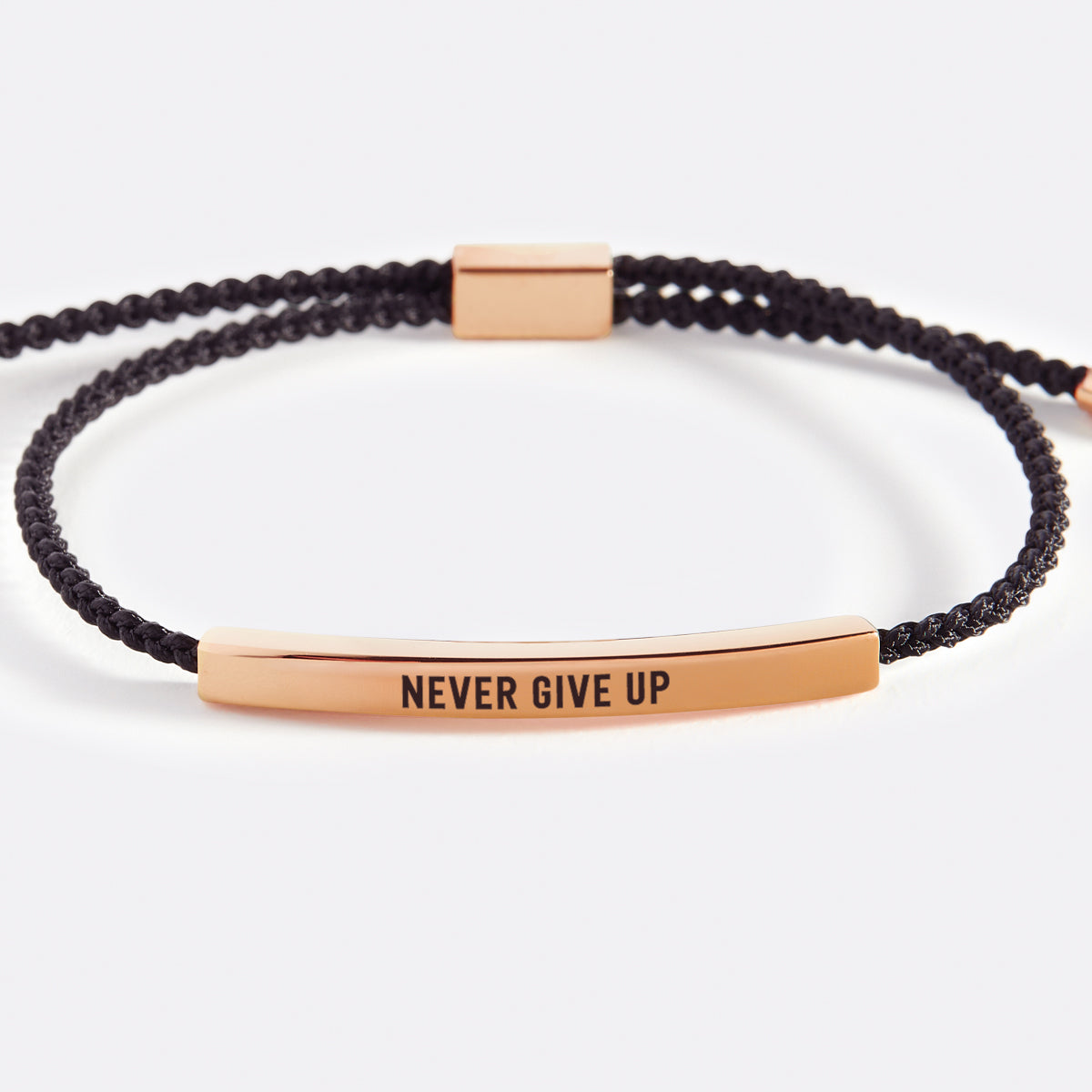 Never Give Up Inspire Bracelet in Midnight Black, 18-k-rose-gold-plated by Seeyoura