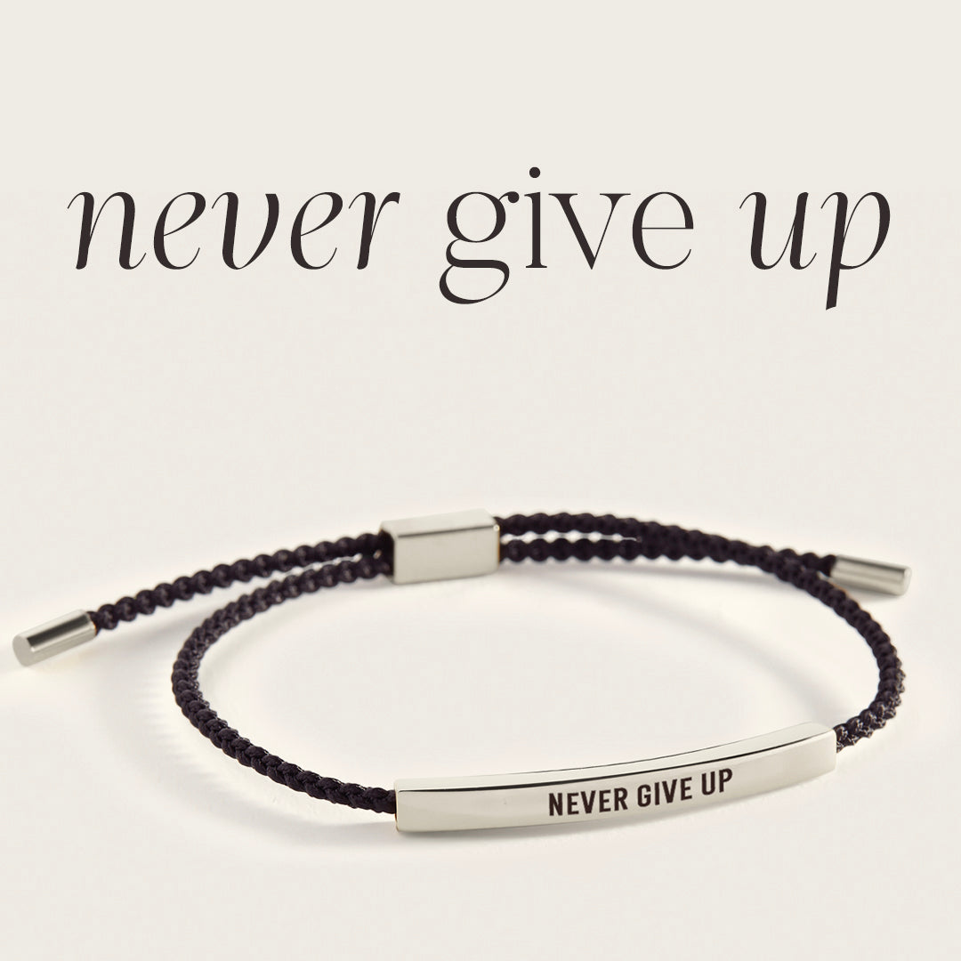 Never Give Up Inspire Bracelet in Midnight Black, silver by Seeyoura