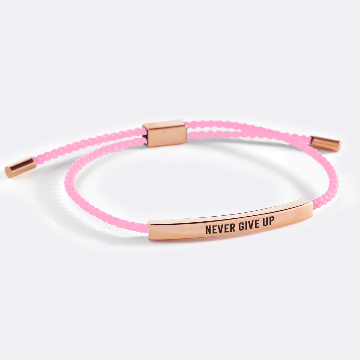 Never Give Up Inspire Bracelet in Pink, 18-k-rose-gold-plated by Seeyoura
