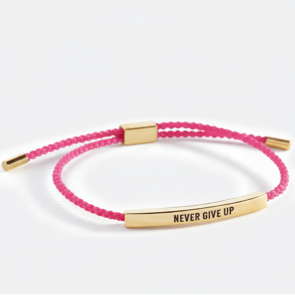 Never Give Up Inspire Bracelet in Pink, gold by Seeyoura