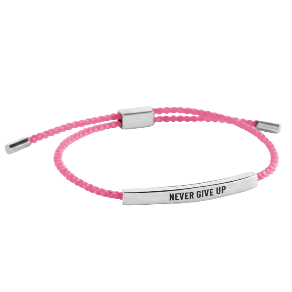 Never Give Up Inspire Bracelet in Pink, silver by Seeyoura