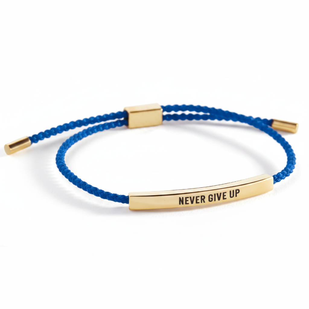 Never Give Up Inspire Bracelet in Royal Blue, gold by Seeyoura
