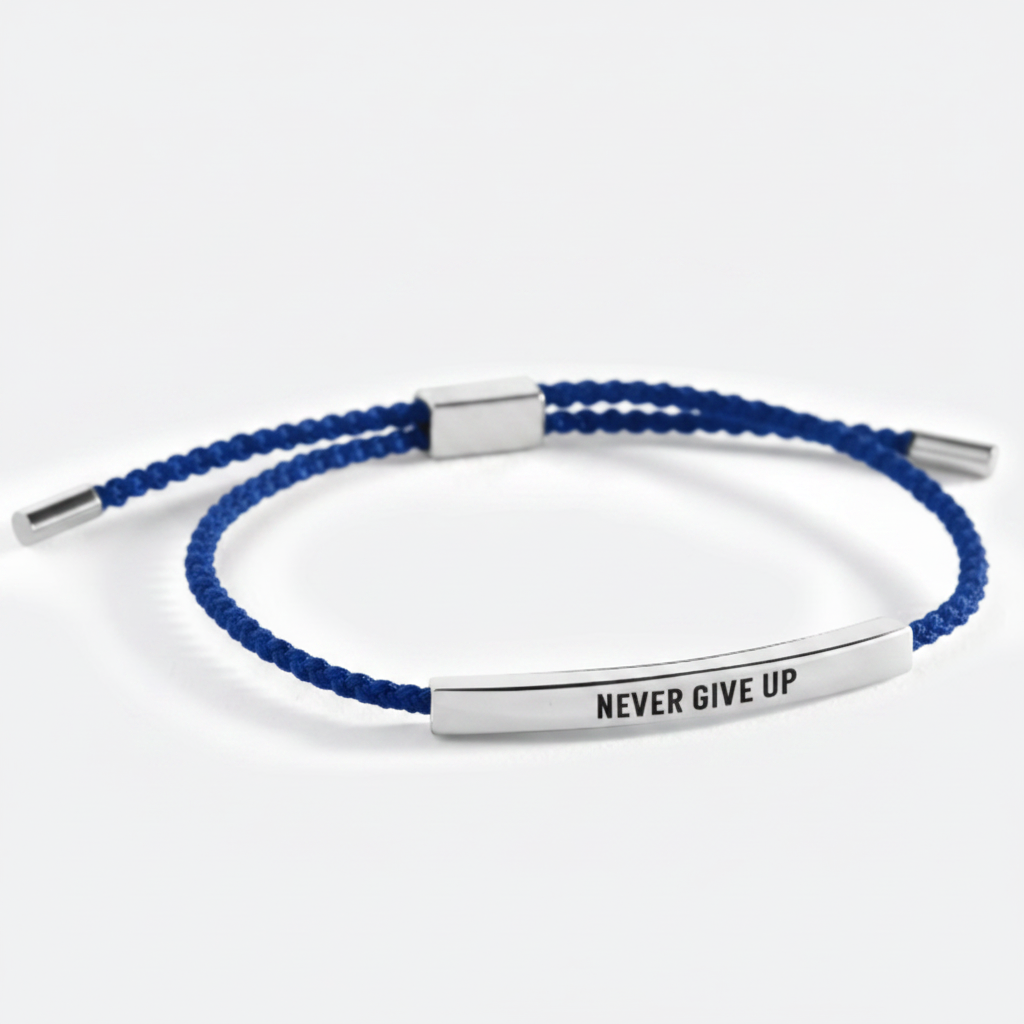 Never Give Up Inspire Bracelet in Royal Blue, silver by Seeyoura