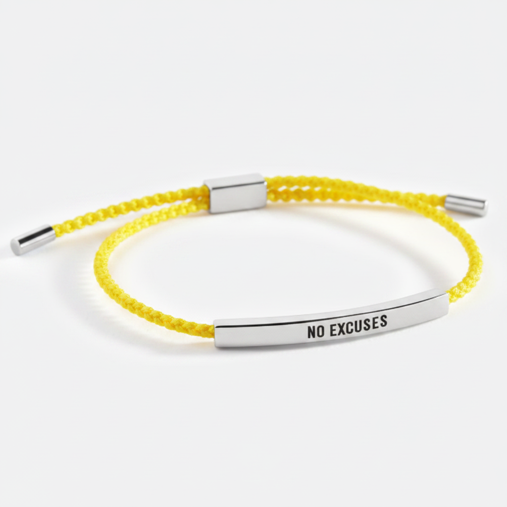 No Excuses Inspire Bracelet in Lemon Yellow, silver by Seeyoura