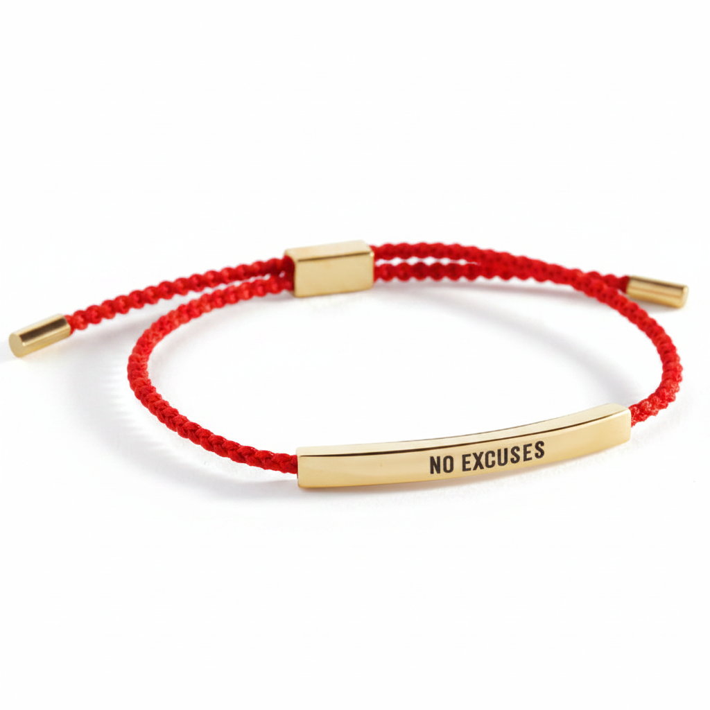 No Excuses Inspire Bracelet in Lucky Red, gold by Seeyoura
