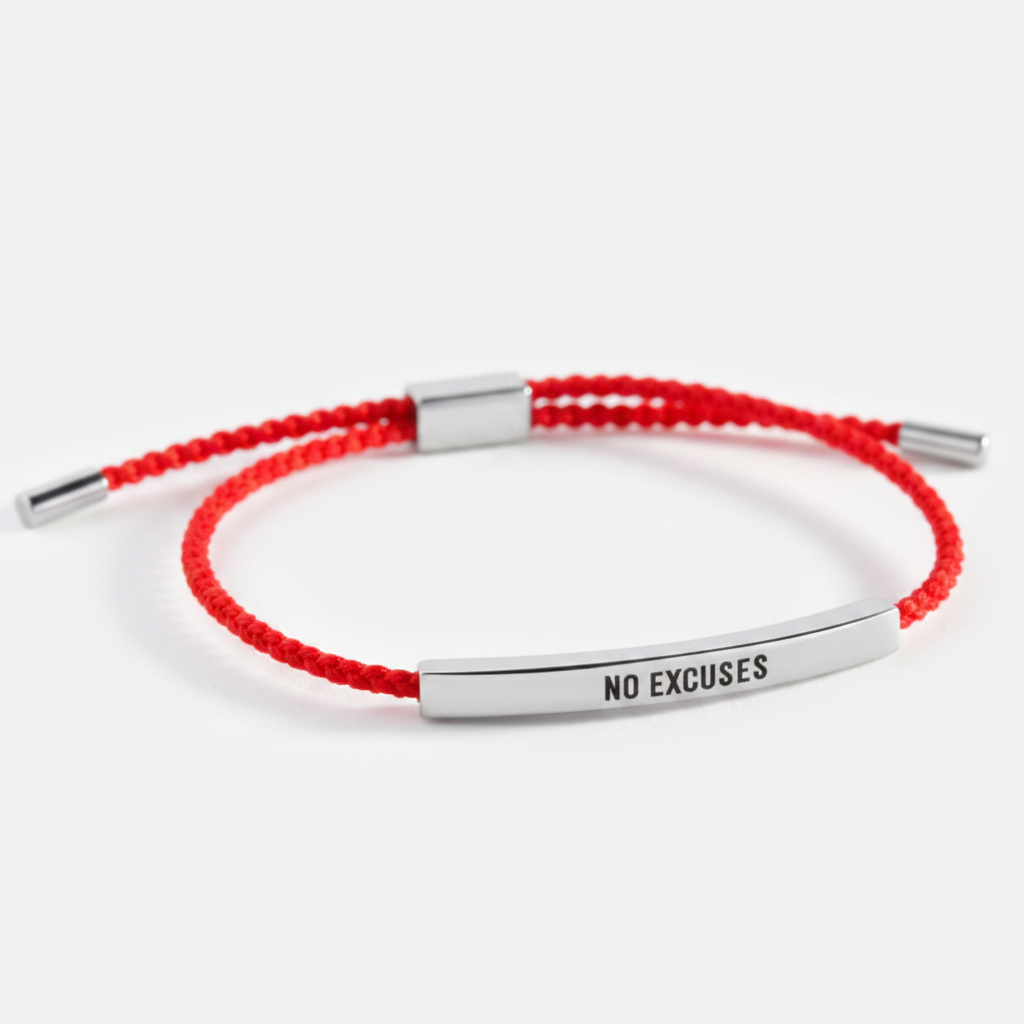No Excuses Inspire Bracelet in Lucky Red, silver by Seeyoura