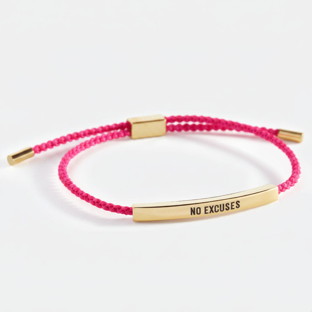 No Excuses Inspire Bracelet in Pink, gold by Seeyoura