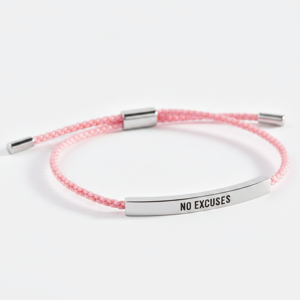 No Excuses Inspire Bracelet in Pink, silver by Seeyoura