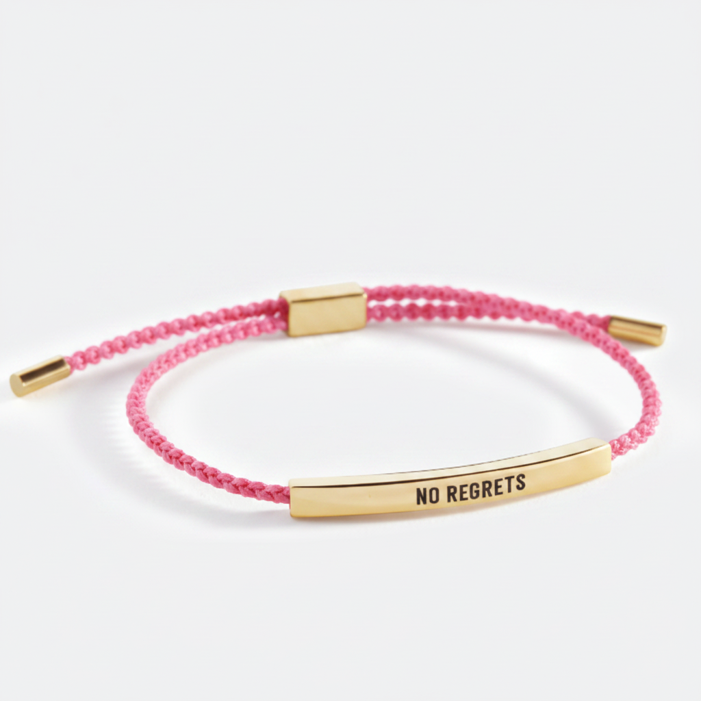 No Regrets Inspire Bracelet in Pink, gold by Seeyoura