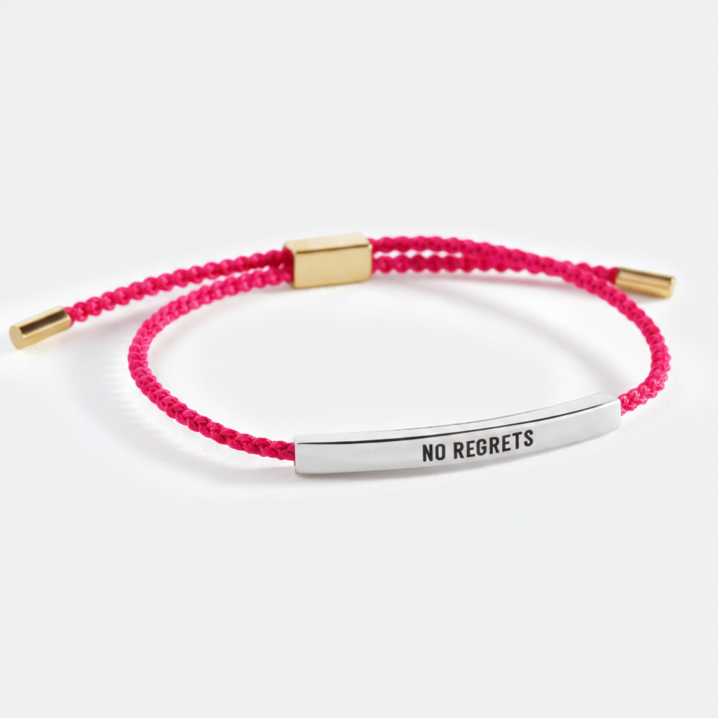 No Regrets Inspire Bracelet in Pink, silver by Seeyoura
